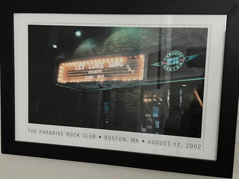 Framed photo of the Paradise Rock Club marquee: Let Luke Sing, Boston, August 17, 2002